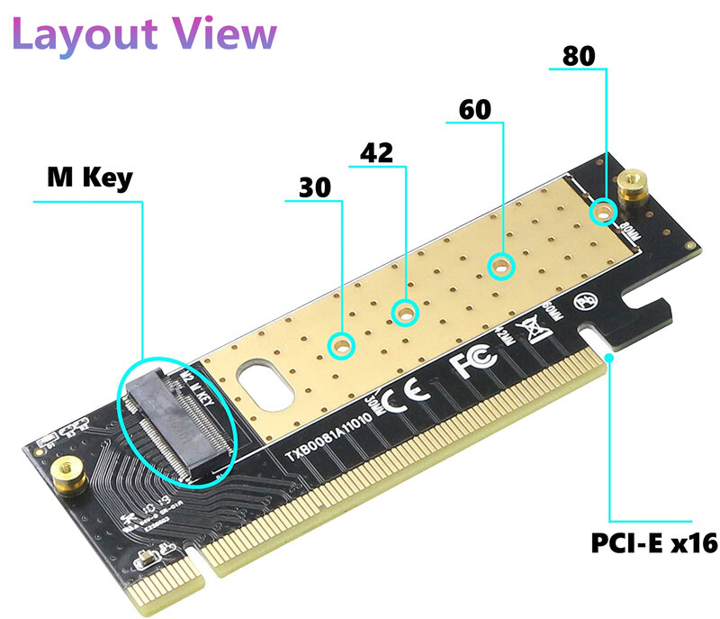 Karta adaptera M.2 do Pcie x16 karta PCI-E do M.2 Adapter konwertera NVMe SSD interfejs klucza M PCI Express 3.0 dla 2230 do 2280 SSD