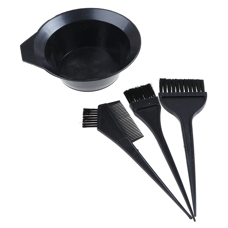 4Pcs/set Black Hair Color Dye Bowl Comb Brushes Tool Kit Set Tint Coloring Dye Bowl Comb