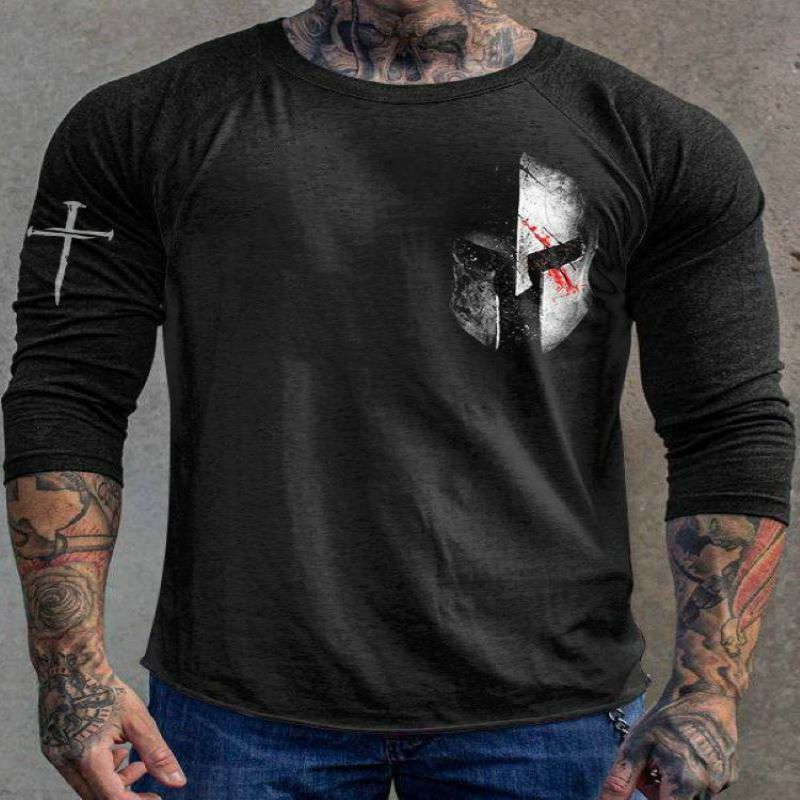Men's T Shirts Clothing 3D Vintage Cross Print T-Shirts Spring Autumn Full Sleeve Hip Hop O Neck Oversized Tshirts Hot Sale Tops