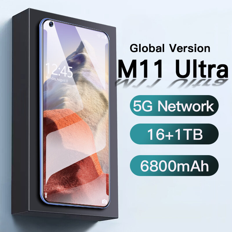 글로벌 버전 M11 울트라 스마트 폰 안드로이드 7.3 인치 핸드폰 16GB RAM 1 테라바이트 ROM 24 + 48 백만마력 카메라 4G 5G 핸드폰