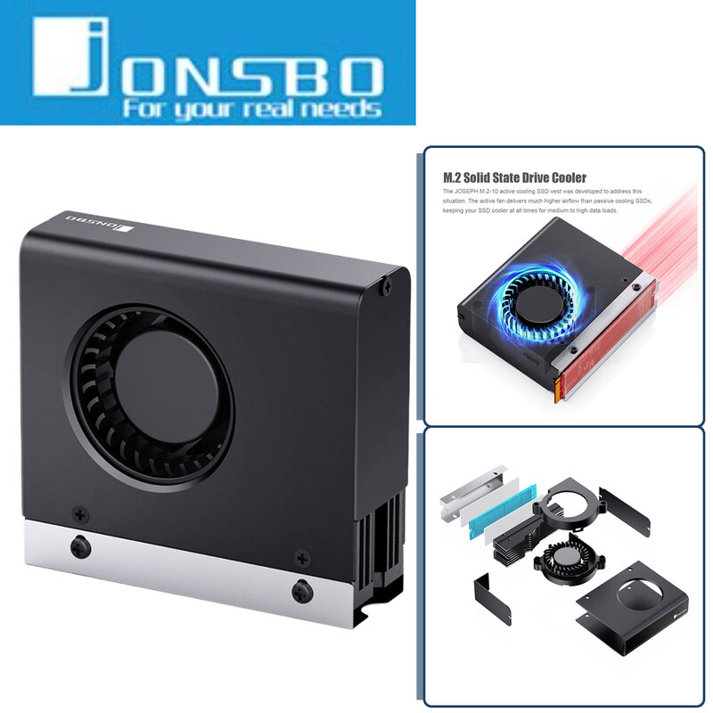 Jonsbo M.2-10 알루미늄 합금 액티브 패시브 팬, M.2 SSD 냉각 방열판, M2 2280 솔리드 스테이트 하드 디스크 열 냉각기 라디에이터