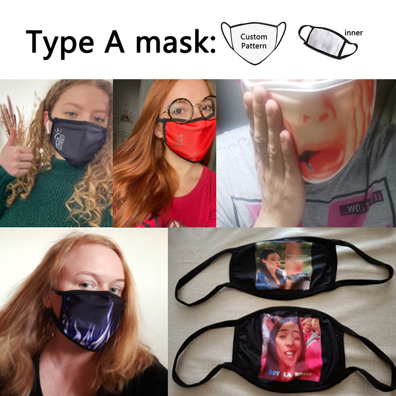 Máscaras personalizadas logotipo anime impressão máscara facial para adultos crianças reutilizáveis tecido de pano facesmask boca caps lavável protetor mouthmask
