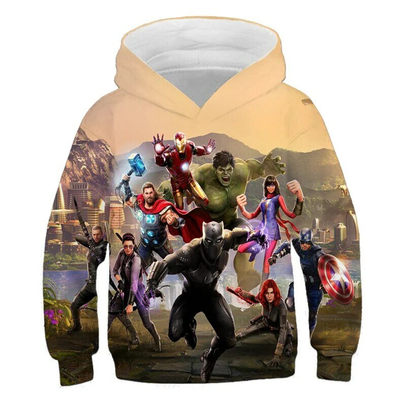Sudadera con capucha de Marvel para niño, suéter con estampado de Spiderman, Superhéroes, Ironman, Hulk, de 3 a 14 años