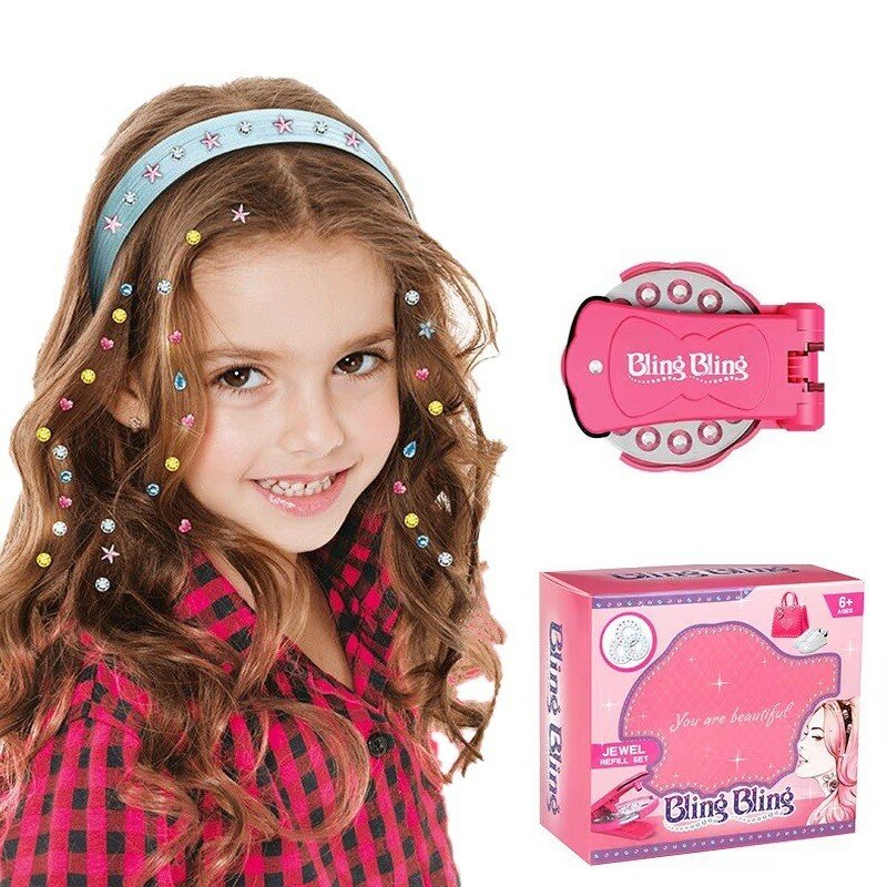 180Pcs Blinger Girl Gift Gemstone Blingers Hair Deluxe Set Patch Pretend Toy Gem Refill Set Diy Beauty Styling Tool Diamond Toy