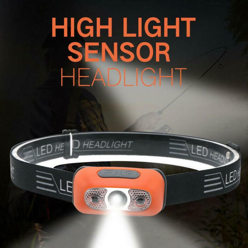 Lampe frontale LED Portable avec détection intelligente par USB, idéale pour la pêche ou la course nocturne, lumière forte