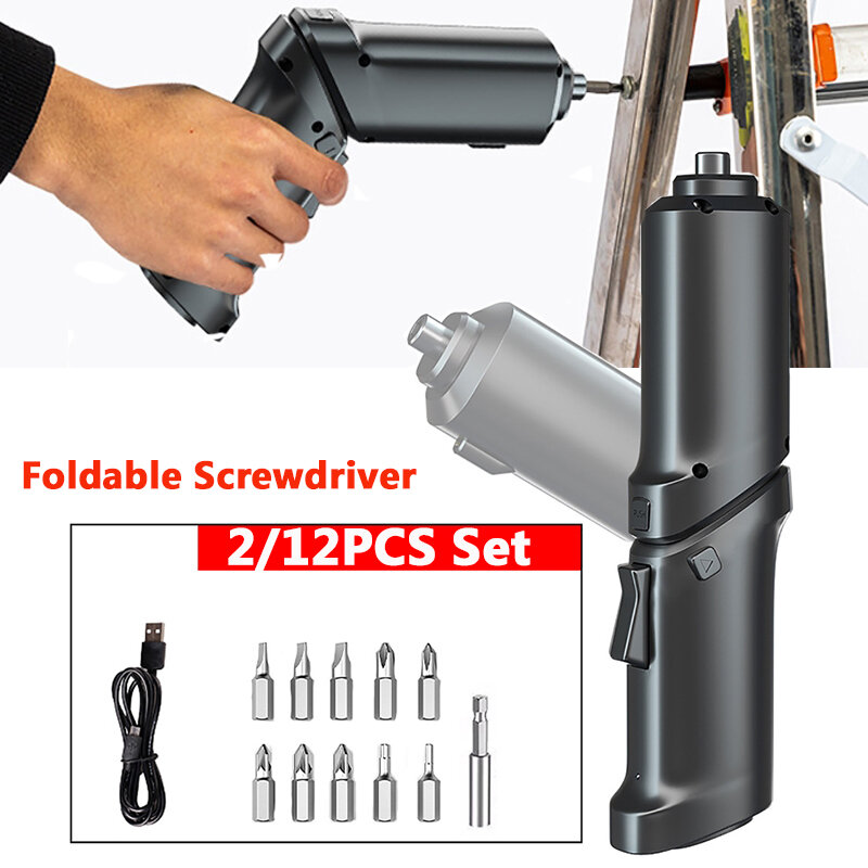 2/12Pcs Foldable Electric Screwdriver Set Multi-function Power Screwdriver Professional Power Tools Home Repair Plate Drilling