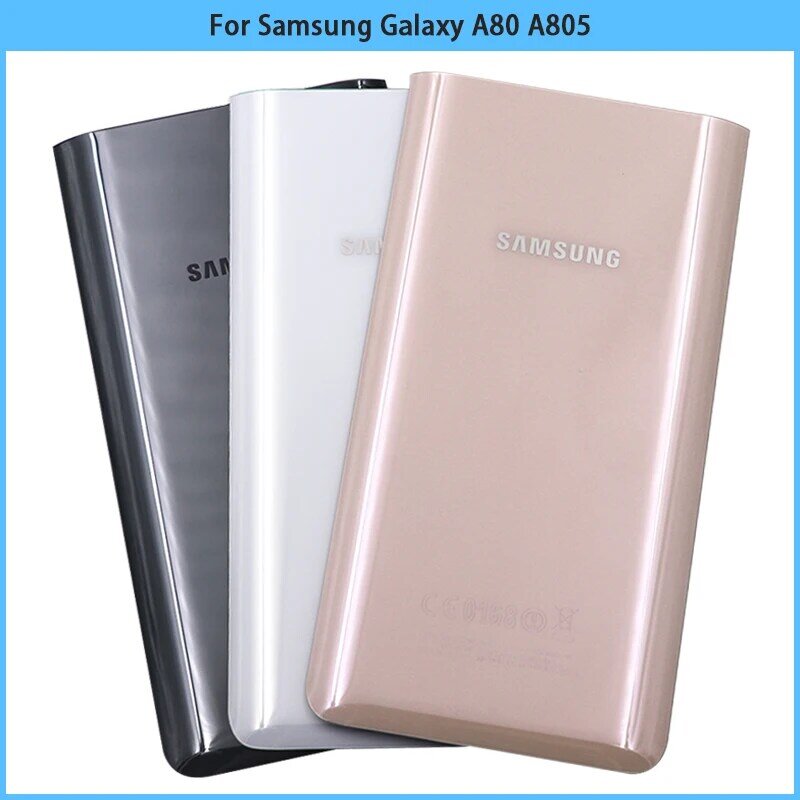 Coque arrière pour Samsung Galaxy A80 A805, panneau en verre 3D, boîtier de batterie, bâton adhésif de remplacement