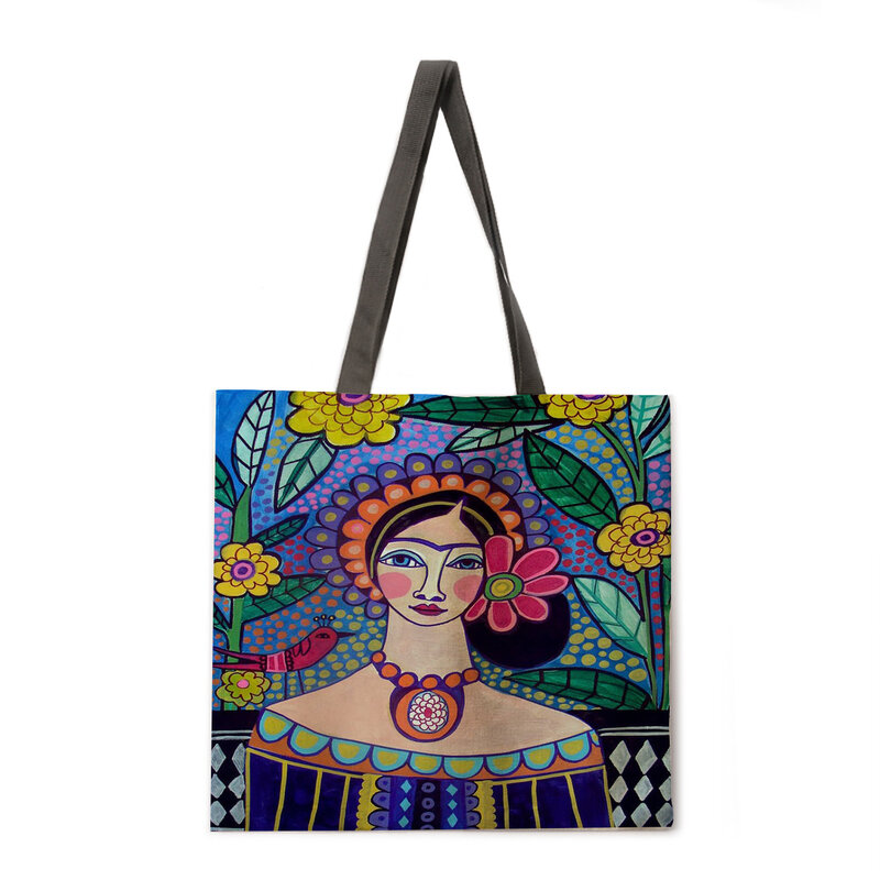 Art Girl Print Tote Bag Ladies Casual Tote borsa a tracolla da donna borsa per la spesa pieghevole borsa da spiaggia Tote Bag