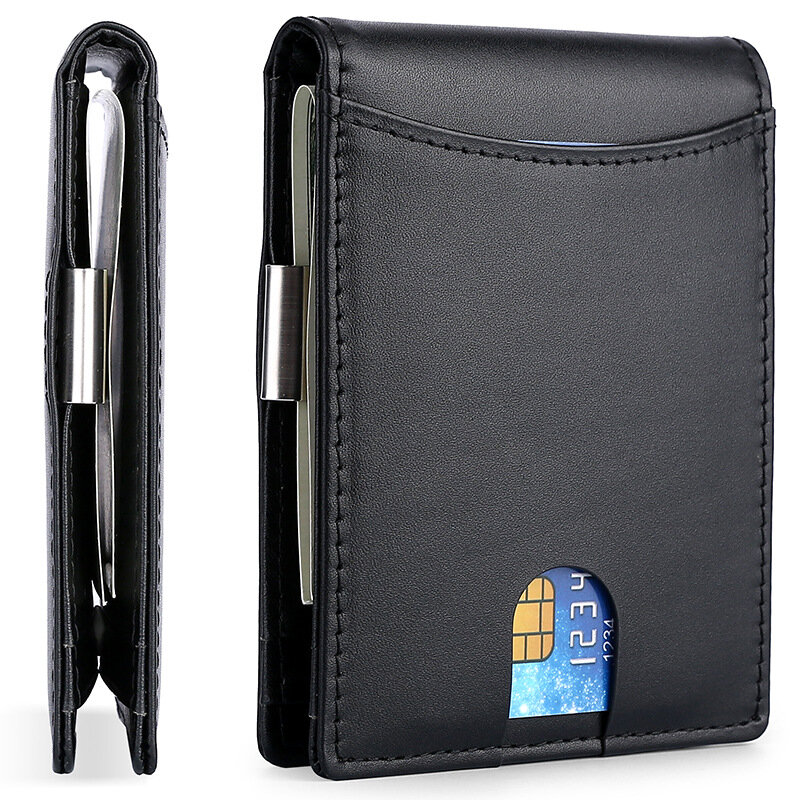 Biford – portefeuille en cuir véritable pour hommes, porte-monnaie de luxe, porte-cartes fin en Fiber de carbone, blocage RFID, initiales personnalisées