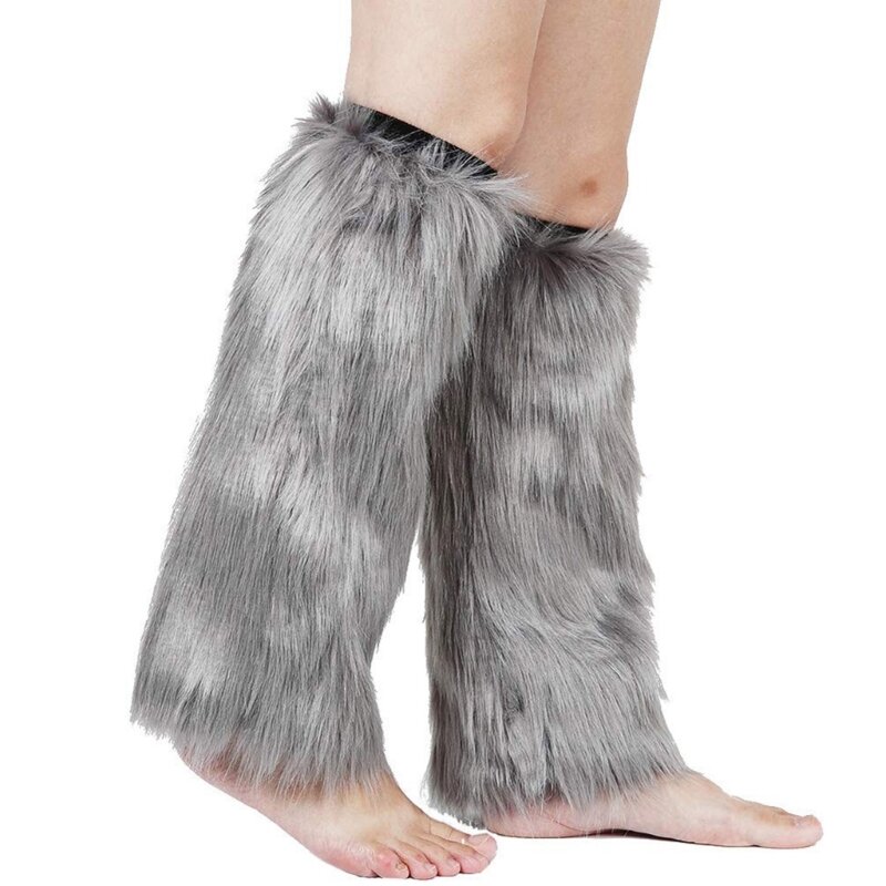 Women Fur Leg Warmers Faux Fur Furry Fuzzy Leg Warmer Christmas Fur Stockings F3MD