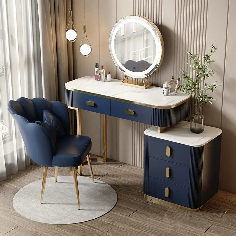 Generacja prosta lekka luksusowa sypialnia z litego drewna Rock Board toaletka szafka do przechowywania zintegrowana Ins Vanity Table tocador