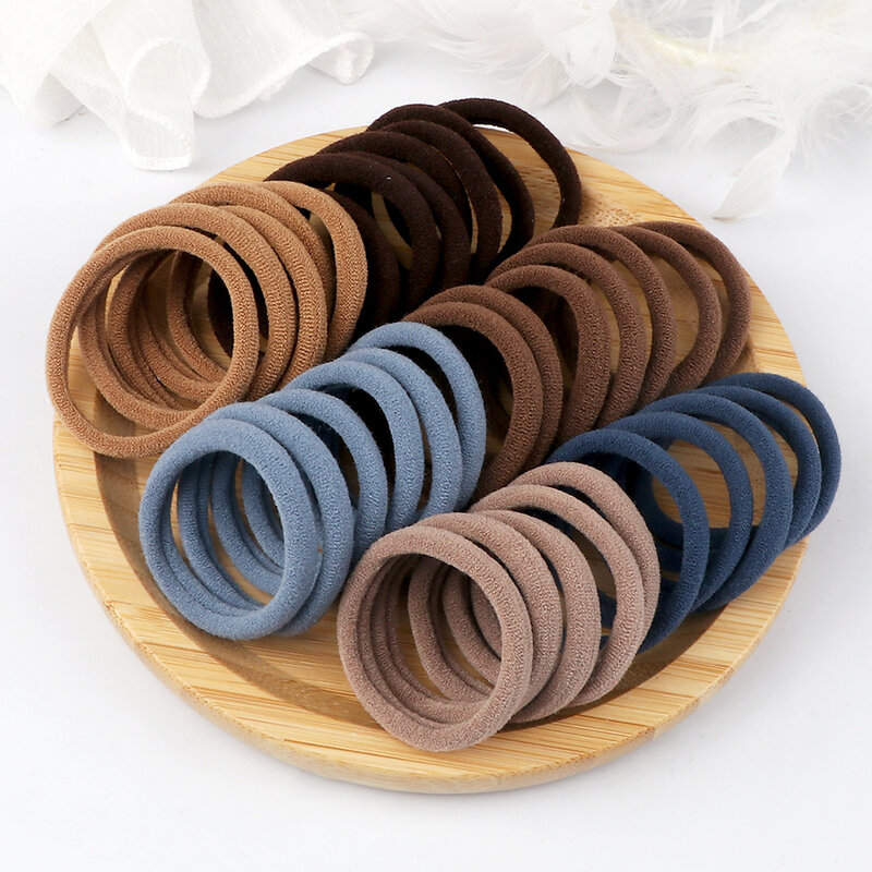 50PCS/Set Women Girls Basic Hair Bands 4cm Simple Solid Colors Elastic Headband Hair Ropes Ties Hair Accessories Ponytail Holder