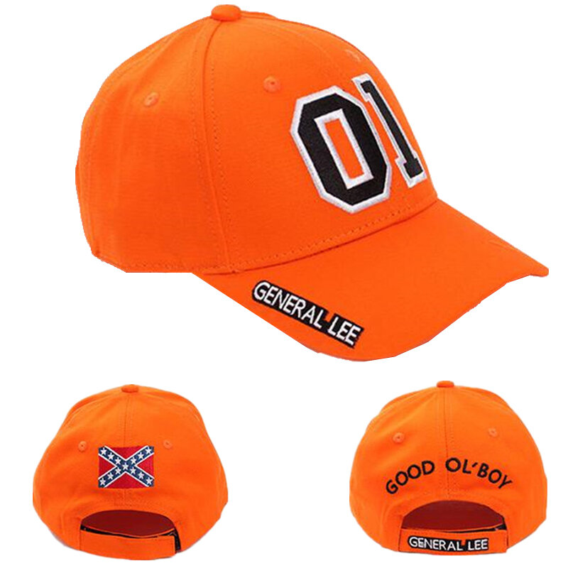 General Lee 01 Cosplay kapelusz haft Unisex bawełna pomarańczowy dobry ol'boy Dukes regulowana czapka z daszkiem akcesoria Sunhat prezent