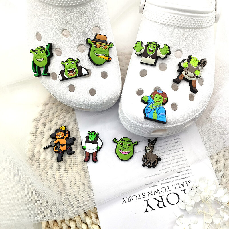 10 pz/set green monster anime shoe Charms PVC Croc Charms fai da te scarpa Decaration JIBZ per Croc zoccoli fibbia bambini ragazze donne regalo