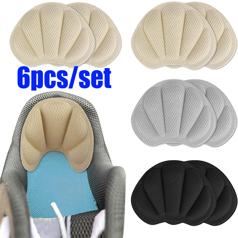 6Pcs Sports Heel Sticker Insoles for Running Shoe Size Reducer Filler Liner Protector Heel Pain Relief Self-adhesive Cushion Pad