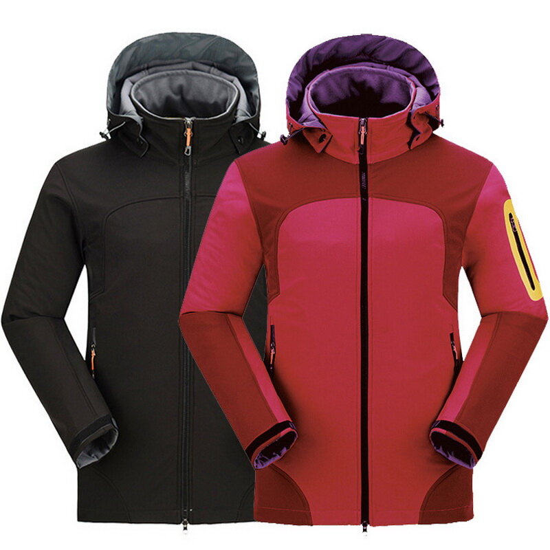 ใหม่ Mens กันน้ำ Soft Shell เสื้อแจ็คเก็ตกีฬากลางแจ้งฤดูหนาว Warm Fleece Windproof แจ็คเก็ตเดินป่าชายเสื้อ Windbreaker