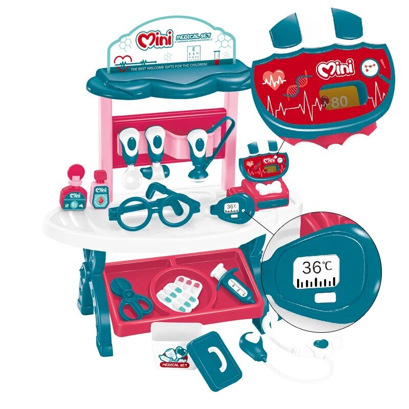 어린이 나무 치과 의사 가상 놀이 장난감 키트, 간호사 역할 행위 게임 세트, 시뮬레이션, 의료 액세서리 가방, 남아, 여아, 아이용