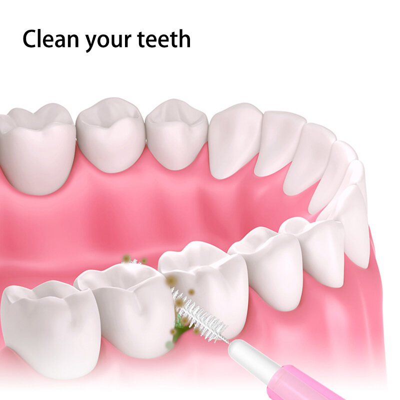 Limpeza do dente palito dental interdental escova de limpeza entre os dentes ortodôntico cuidado oral escova em forma de fio