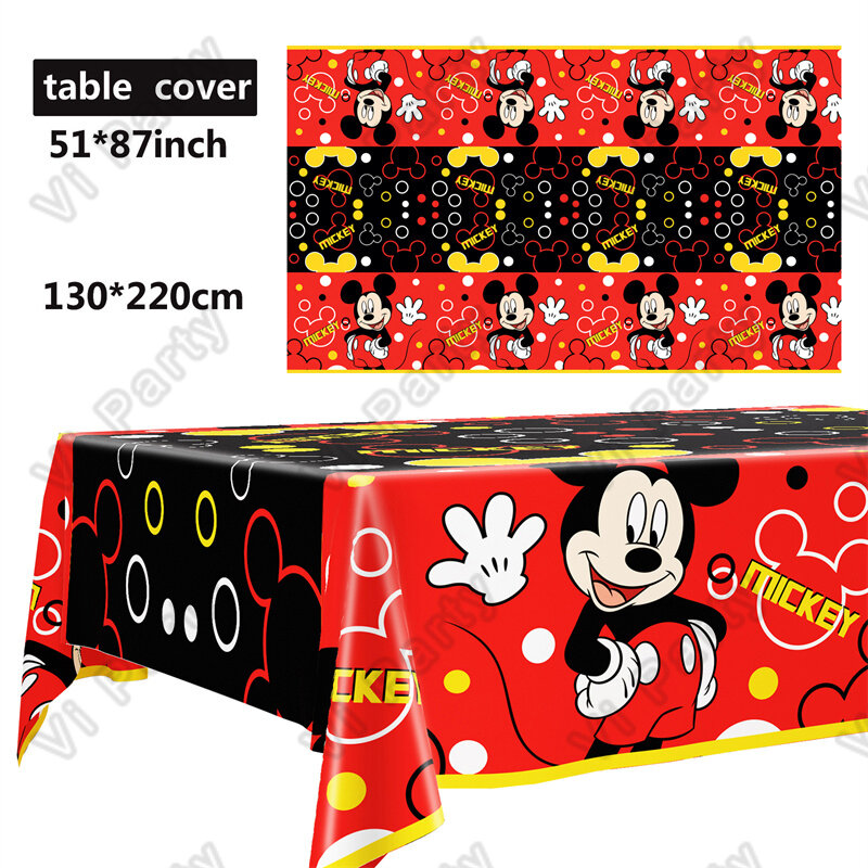 Mickey Mouse Boy วันเกิด Decor แก้วกระดาษแผ่นหลอดผ้าปูโต๊ะเด็กบอลลูนของตกแต่งปาร์ตี้วันเกิด Baby Shower Decor