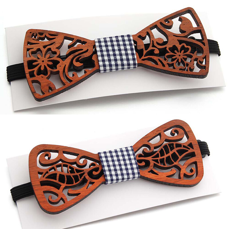 Moda papillon in legno per uomo Unisex scava fuori intagliato retrò cravatte in legno cinturino regolabile papillon Vintage papillon cravatta sottile