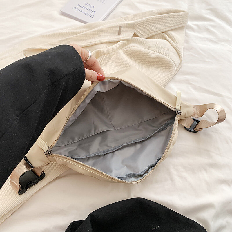 Cor sólida Simples Dumplings Bolsas Bolsa Designer Brand Chest Bag Feminino Casual Canvas Shoulder Crossbody Bag Senhoras Sac Hobo Novo