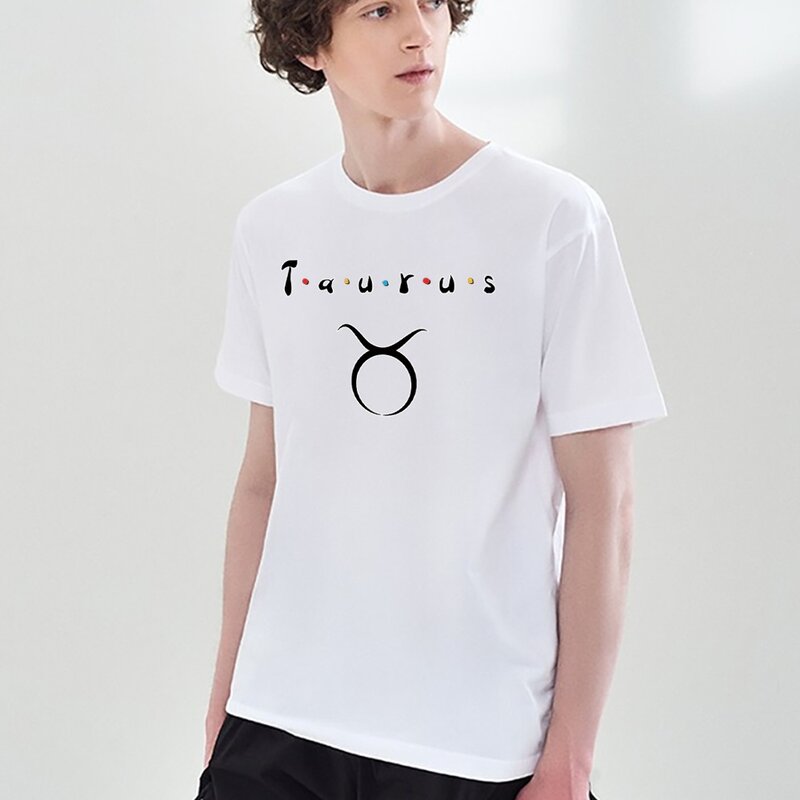 Camiseta de manga corta con cuello redondo para hombre, camisa blanca con estampado de constelación, informal, ropa de calle