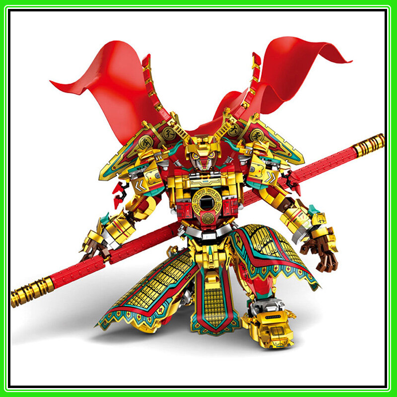 Monkey King Monk klocki słońce Wukong Monkie Mecha figurki miasto cegły zestaw modeli dzieci zabawki dla dzieci prezent, prezenty świąteczne