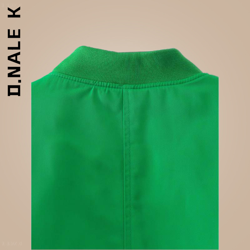 D.nale k-女性用長袖ジャケット,ラウンドカラー,ボタンポケット付き,ヴィンテージフロントジッパー,シックな女性用アウター
