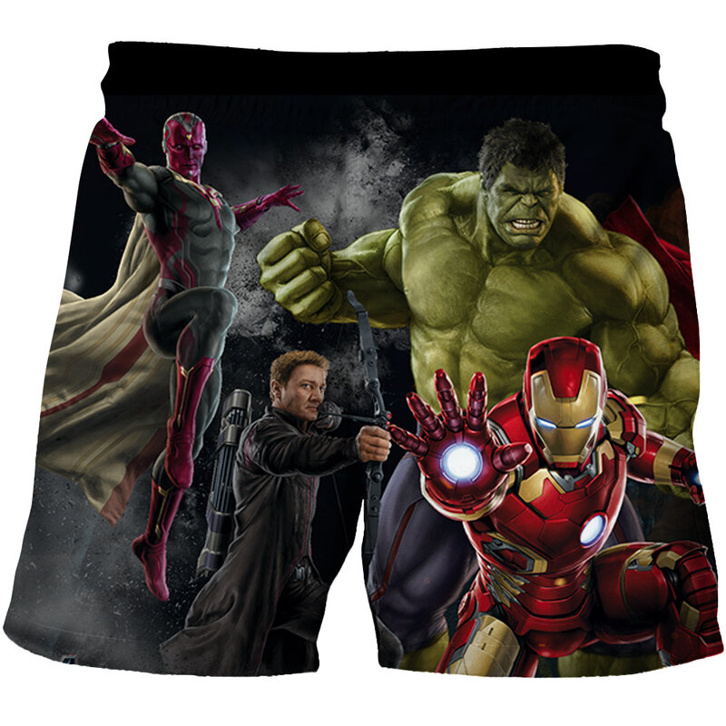 Marvel – pantalon décontracté pour enfants, short de plage imprimé 3D, Hulk, Spiderman, short de bain pour garçons, vêtements d'été