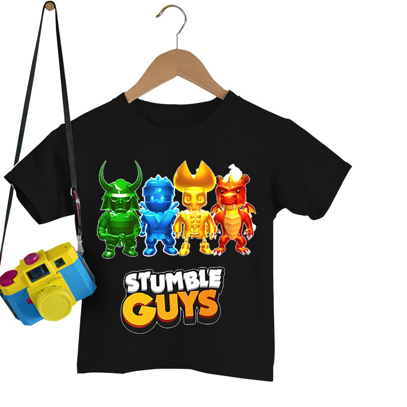 Stumble Guys-티셔츠, 남아/여아 만화 동물 상의, 캐주얼 패션 아동 의류, 하라주쿠 걸맞는 게임, 어린이 티셔츠
