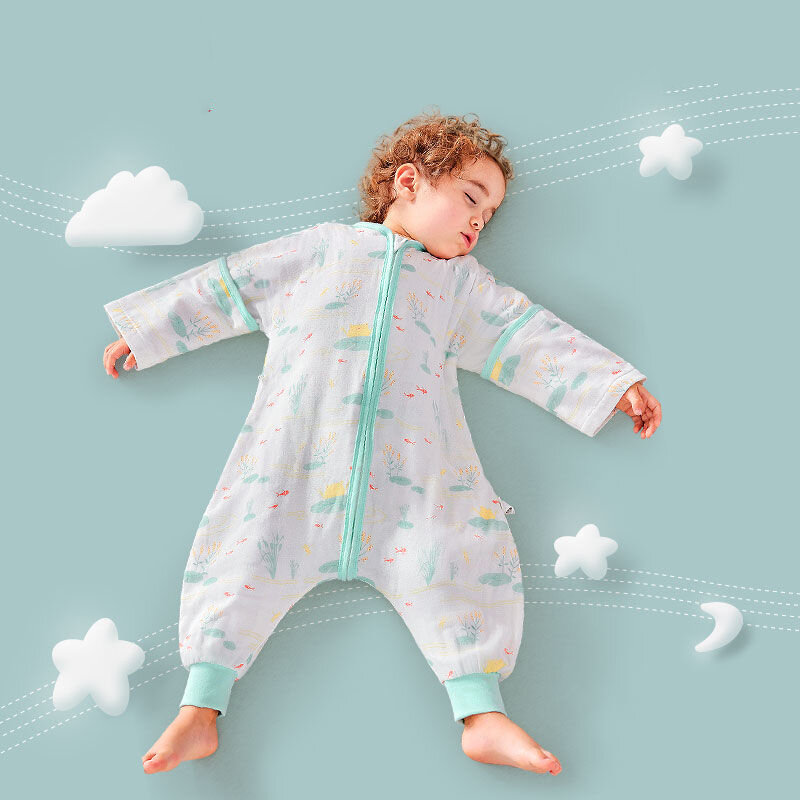 Baby Sleeping Bag Cartoon Kids Spring Autumn For Toddler Sleepsacks  Kids Slaapzak Bed Soft Gauze Children Pajamas Jumpsuit