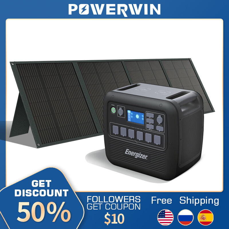 POWERWIN PPS2000 مولد للطاقة الشمسية Energizer محطة الطاقة المحمولة LiFePO4 بطارية تعمل باللمس PWS220 لوحة شمسية قابلة للطي 220W