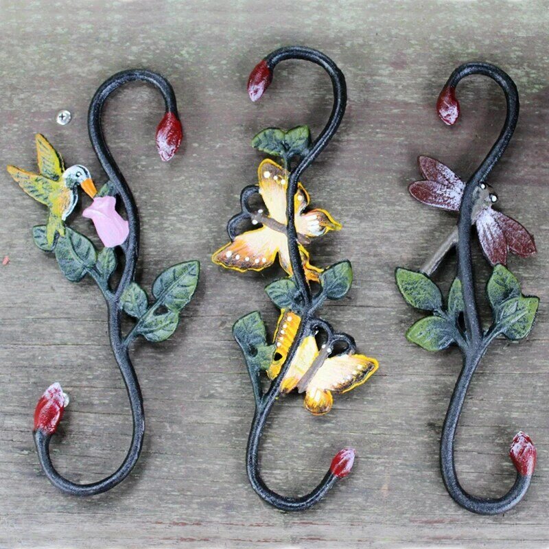 Retro Pastoral ประเทศ Cast Iron Art ทาสี S-รูปสัตว์ตะขอเหล็ก Multi-Purpose Hook ดอกไม้หม้อ Hook