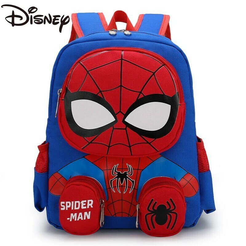 Disney-mochila de dibujos animados de Spider-Man para niños, de gran capacidad mochila escolar, bonita, marca de lujo, para guardería