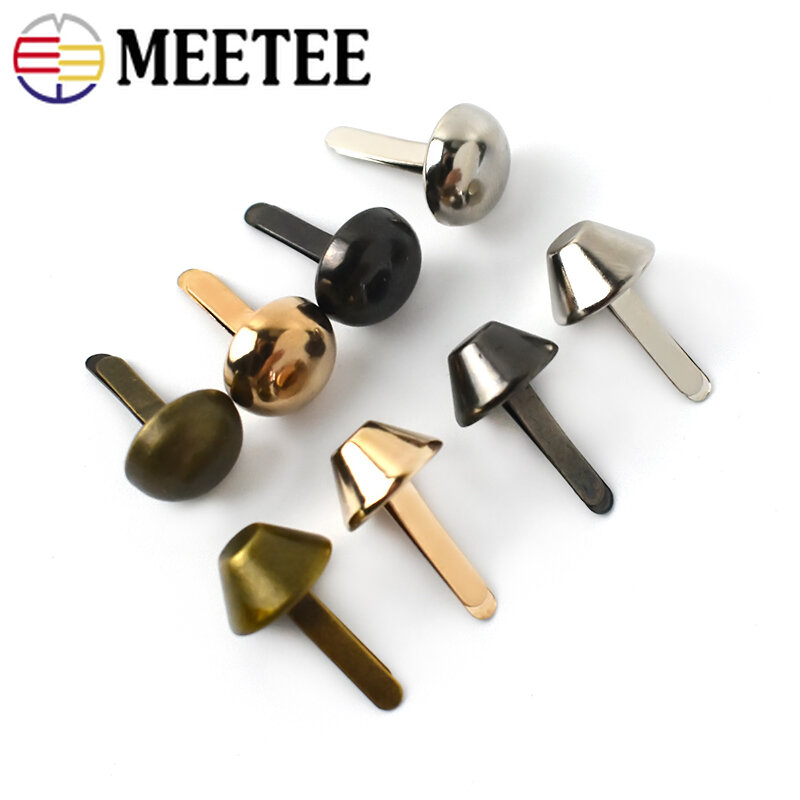 Meetee-hebilla de Metal de dos patas, 100 piezas, 10/12/15mm, remache, bolso de mano, botón de aleación de cuero para equipaje, accesorios de Hardware BF203