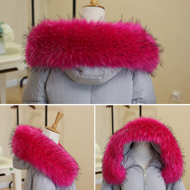 ขนสัตว์ Faux Fur Trim Hoodie Custom Made ขน Hood Collar Shawl ลง Coat Hood ขนสัตว์ตกแต่งอบอุ่นผ้าพันคอเครื่องประดับผ้า