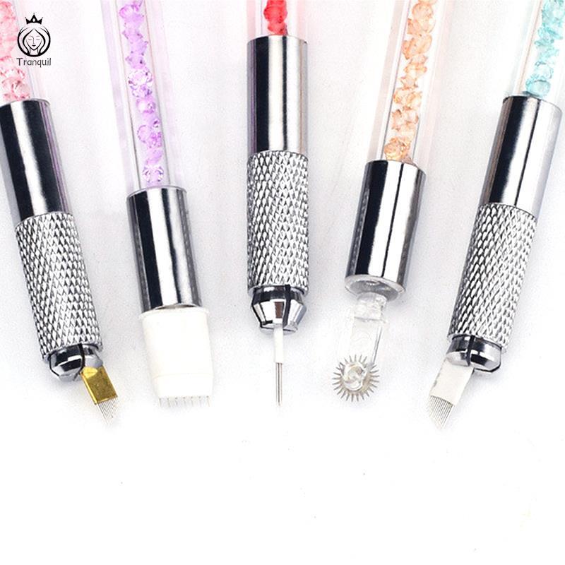 Double Head Microblading Handles Flat And Round Needle Blade Tebori Pen Eyebrow Embroidery Hand Tool Makeup Supply