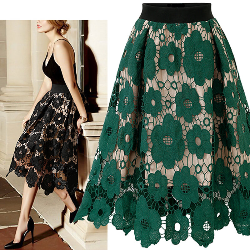 Falda Midi Vintage de verano para mujer, falda lisa de cintura alta para fiesta nocturna