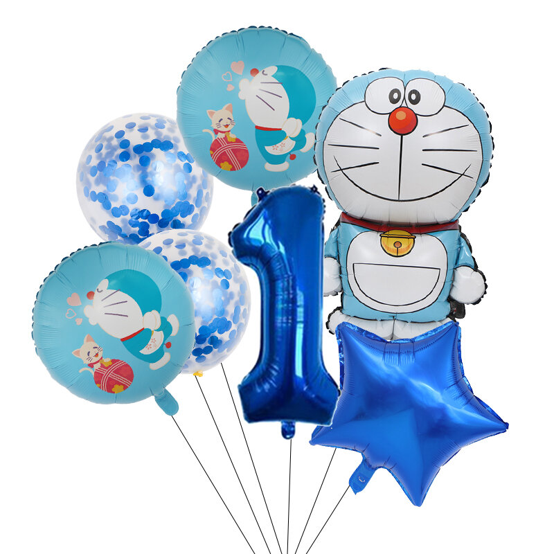 7 Buah Balon Foil Doraemon Balon Udara Kucing Jingle Kartun Perlengkapan Dekorasi Pesta Selamat Ulang Tahun Balon Anak-anak Mainan Anak Laki-laki Perempuan
