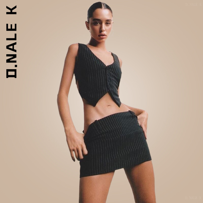 D.Nale K – ensemble 2 pièces pour femmes, nouvelle collection, jupe courte, Chic, doux, Slim, manches courtes, survêtement féminin
