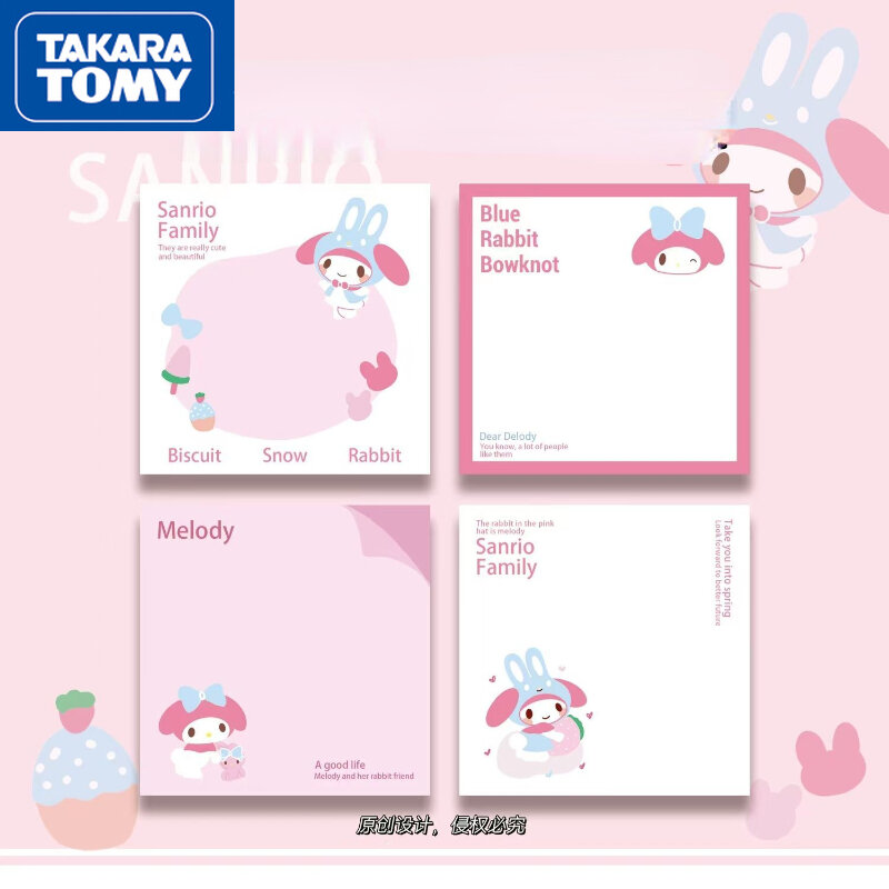 TAKARA TOMY 50 Pages Hello Kitty Sticky Note Paper Square Sticky Note Office Decoration Memo Diy Sticky Note Cute School Supplie