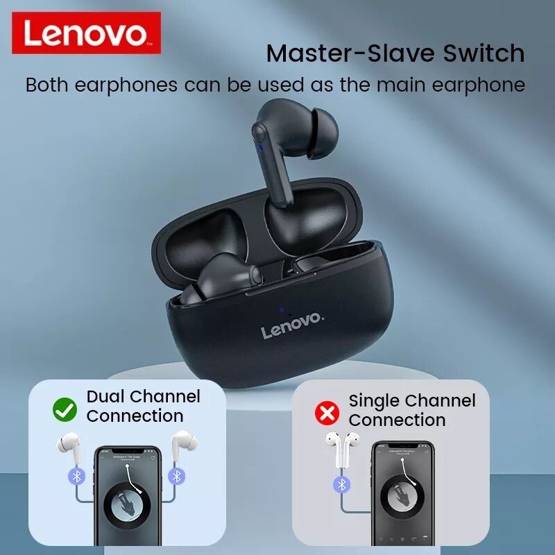 Lenovo HT05 True Wireless Ear Buds Bluetooth 5.0 Sport Waterproof Touch Control Headphones HD Call Noise Cancelling Earphones