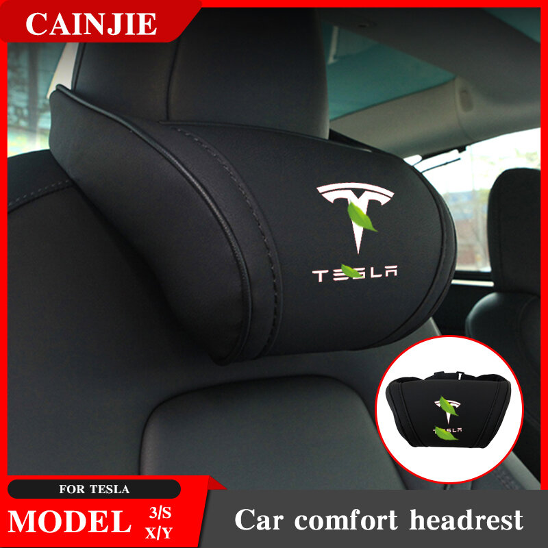 For Tesla Model 3 2021 Accessories  Headrest Leather Model Y X S Memory Foam Neck Pillow 2020 New