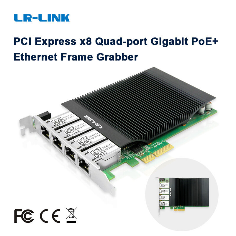 LR-LINK 2039PT-POE scheda di interfaccia GigE 802.3at scheda di rete Quad-Port RJ45 Gigabit PCIe x4 PoE + basata sul Chip Intel I210
