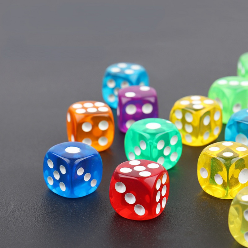 10pcs 11/13/15mm Colorful Acrylic Six Sided Point Dice Rounded Corner Drinking Dice for Bar Club Party Puzzle Board Game Dice