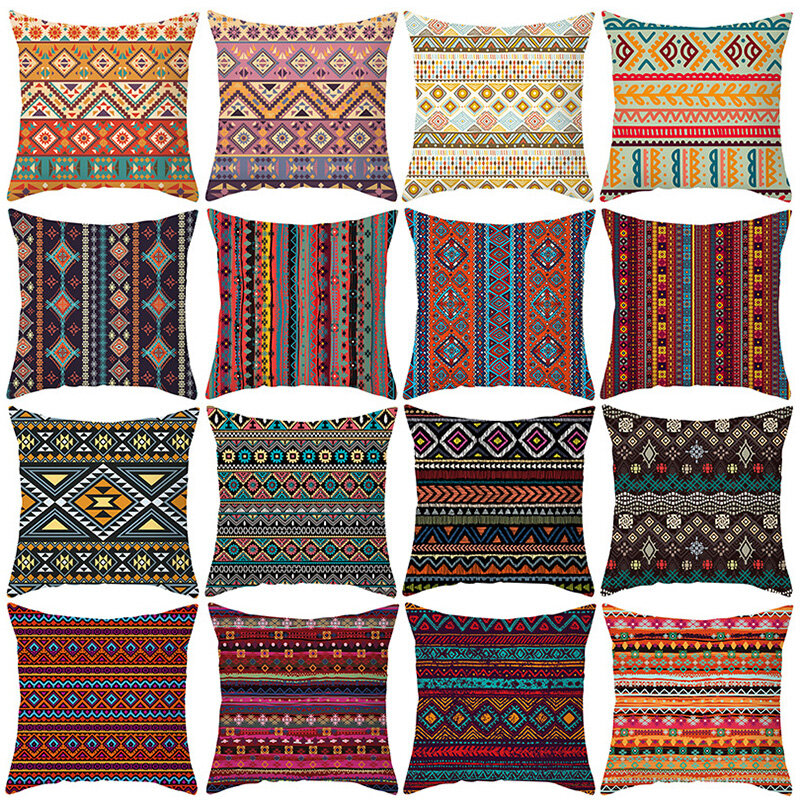 Modelli bohémien cuscini in lino custodia geometria stampa cuscini custodia soggiorno federa divano fodera per cuscino strisce africane