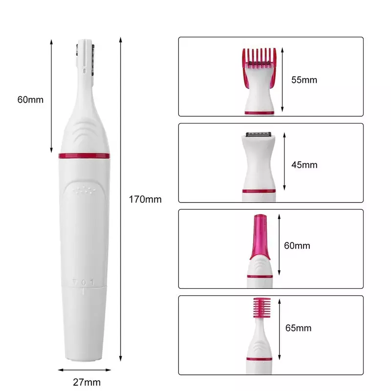 Máquina de afeitar eléctrica multifunción 5 en 1 para mujer, miniafeitadora para cejas y axilas