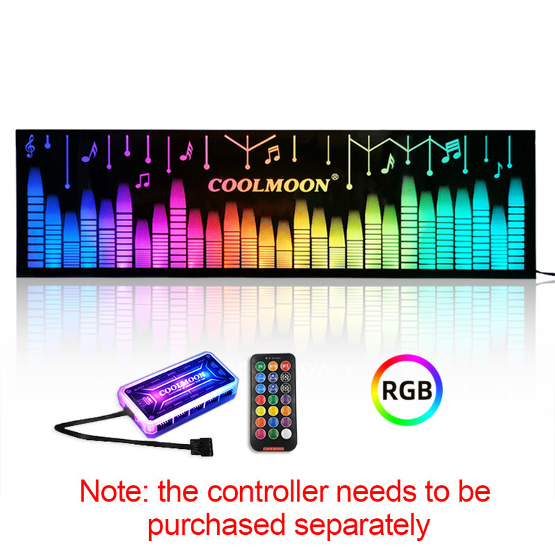 Coolmoon-LED RGBライトボード,PC用の透明サイドパネル,デスクトップ用の小さな4ピン,コントローラー付き