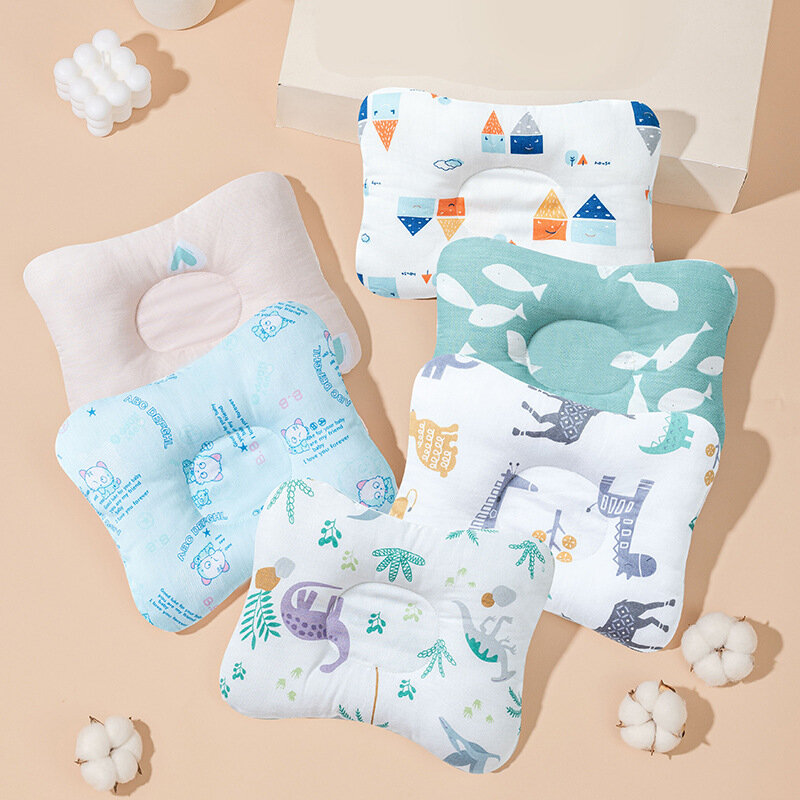 Newborn Baby Shaped Pillow Children Sleeping Pillow Infant Toddlers Cotton Cartoon Printing Headrest Four Seasonal Pillows