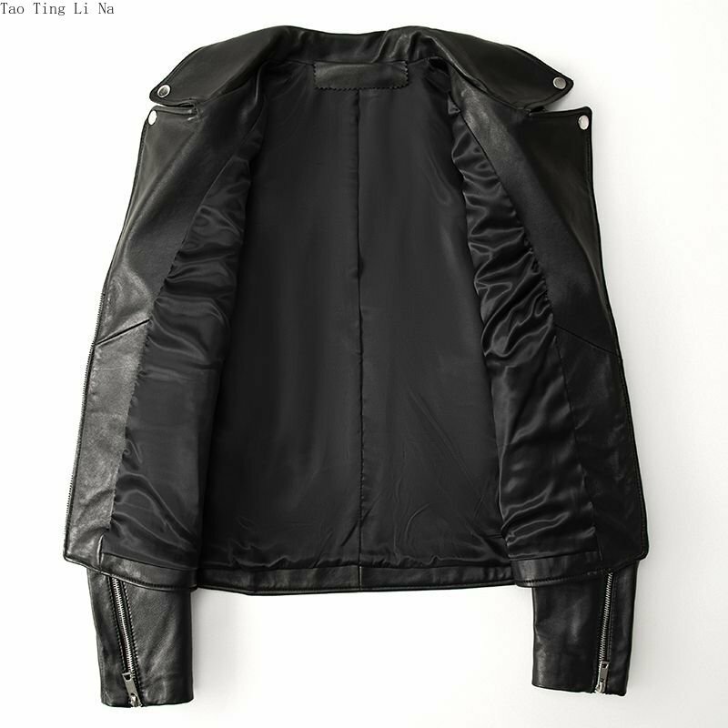 2023 Mulheres Primavera Nova Locomotiva Genuine Sheepskin Leather Coat Real Sheep Leather Jacket H10